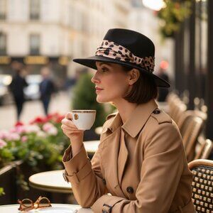 EUGENIA KIM  Maxine leopard-print satin-trimmed wool-felt fedora‎ MSRP 395$